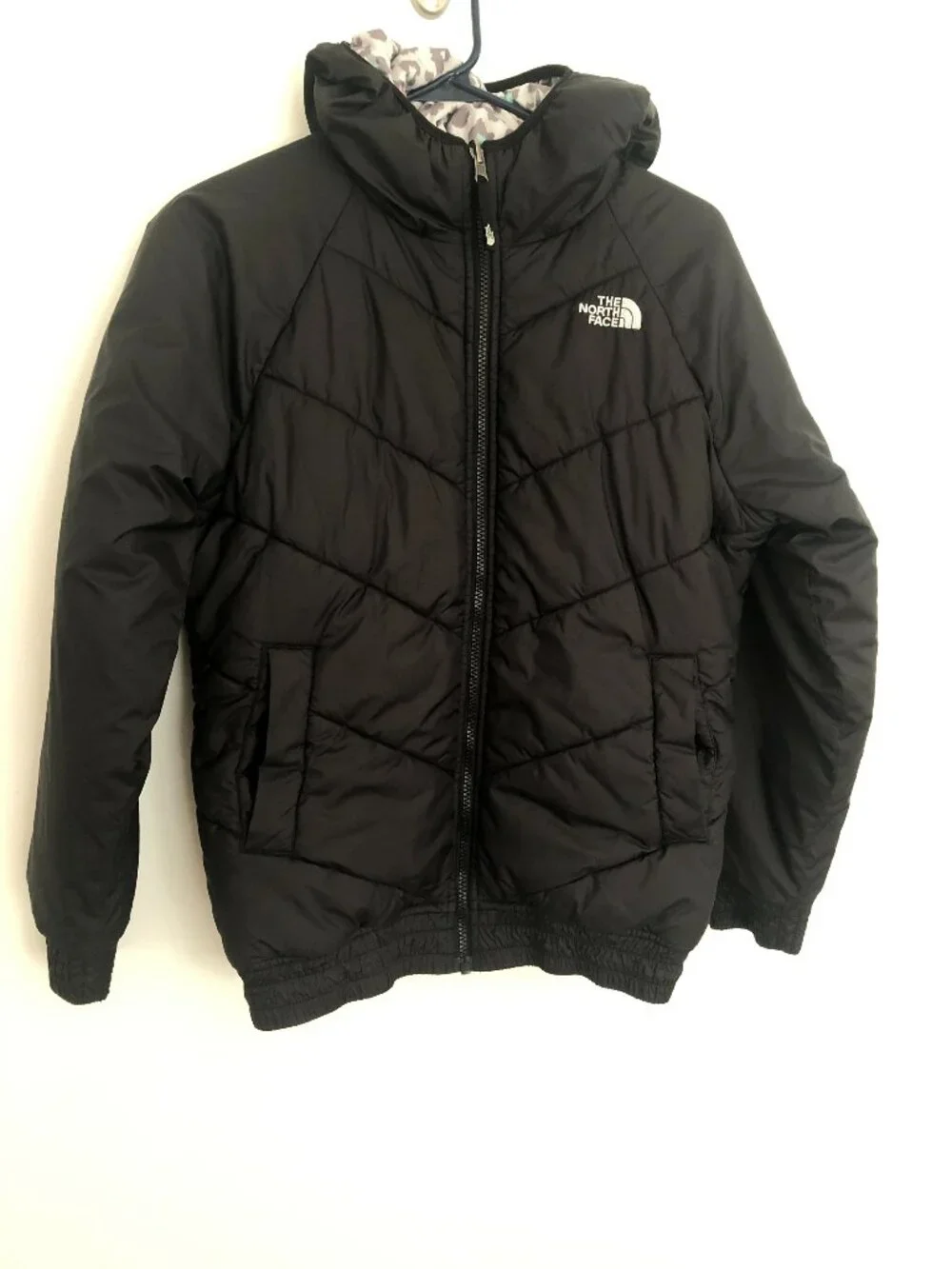 The North Face Reversible Girls Puffer Jacket Black Youth Junior Size XL
